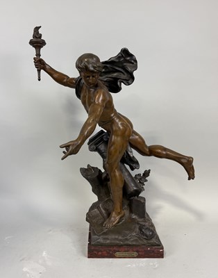 Lot 2 - AFTER EMILE LOUIS PICAULT (FRENCH 1833-1915): A LARGE BRONZE SCULPTURE 'L'IDEE EN MARCHE'