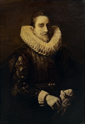 Lot 41 - MANNER OF ANTHONY VAN DYCK (FLEMISH 1599-1641): AN OIL PAINTING ON CANVAS BOZZETTI SKETCH OF A GENTLEMAN WEARING A RUFF