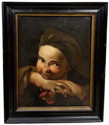 Lot 51 - 18TH CENTURY VENETIAN SCHOOL: AN OIL PAINTING ON CANVAS DEPICTING A STUDY OF A YOUNG GIRL