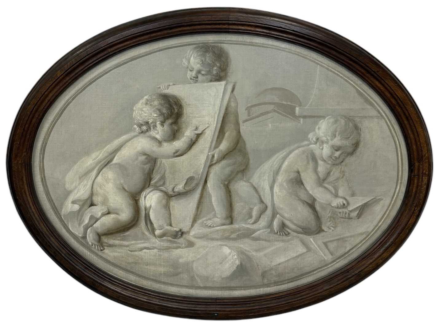 Lot 29 - MANNER OF JACOB DE WITT (1695-1754): AN OIL PAINTING ON CANVAS DEPICTING PUTTI