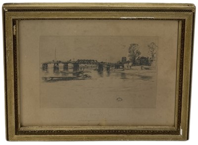 Lot 780 - AFTER JAMES ABBOTT MCNEILL WHISTLER (AMERICAN 1834-1903): A PRINT OF AN ETCHING OF CHELSEA