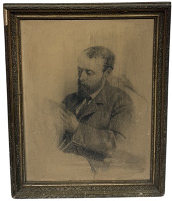 Lot 716 - A PENCIL SKETCH DEPICTING A GENTLEMAN READING A LETTER