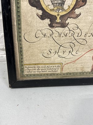 Lot 743 - JOHN SPEEDE: A HAND COLOURED MAP OF BREKNOKE, CIRCA 1610 ALONG WITH TWO 18TH CENTURY PRINT OF TRETWR CASTLE