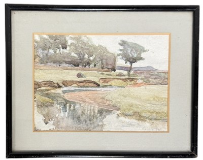 Lot 631 - HAMISH CONSTABLE PATERSON (BRITISH 1890-1955): A WATERCOLOUR PAINTING ON PAPER DEPICTING A LANDSCAPE SCENE