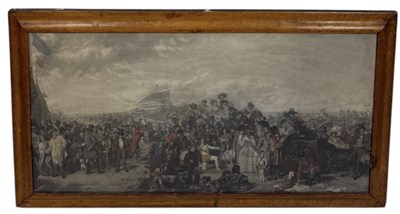 Lot 731 - AFTER WILLIAM POWELL FRITH 'DERBY DAY': A HAND COLOURED ENGRAVING