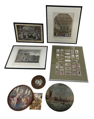 Lot 801 - PARLIAMENT INTEREST, HOUSE OF LORD PRINT, CIGARETTE CARDS, PAINTED PLATE, ROYAL PHOTO PRINT, OXFORD PRINT, OLD MASTER PRINTS