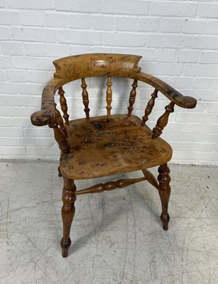 Lot 898 - STEWART LINFORD: A BURR WALNUT SMOKERS' ARMCHAIR