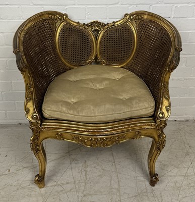 Lot 910 - A FRENCH GILT WOOD CANED CHAIR