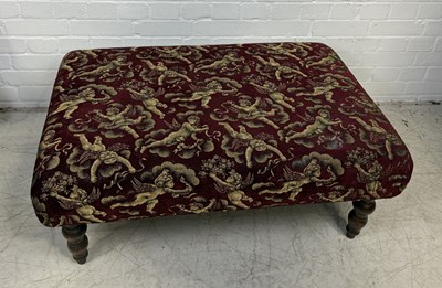 Lot 913 - AN OTTOMAN FOOTSTOOL UPHOLSTERED IN VELVET 'CUPID' FABRIC