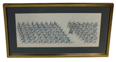 Lot 724 - PAUL FLORA (AUSTRIAN 1922-2009): A LITHOGRAPH ON PAPER DEPICTING MARCHING FIGURES