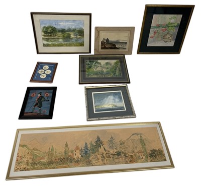 Lot 796 - VARIOUS WATERCOLOURS AND PRINTS TO INCLUDE CHINESE PLACE CARDS