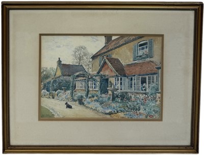 Lot 601 - ARTHUR CHARLES FARE (BRITISH 1876-1958): A WATERCOLOUR PAINTING ON PAPER DEPICTING A COUNTRYSIDE COTTAGE