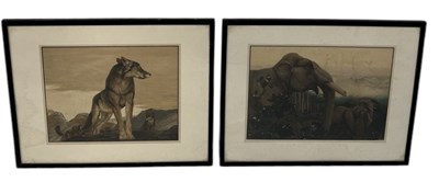 Lot 789 - MAURICE AND EDWARD DETMOLD: TWO PRINTED ILLUSTRATIONS FOR RUDYARD KIPLING'S 'THE JUNGLE BOOK'