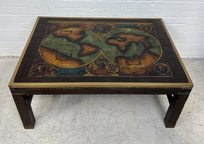 Lot 915 - A TERRESTRIAL CAMPAIGN STYLE COFFEE TABLE