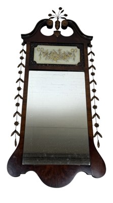 Lot 866 - A REGENCY STYLE MAHOGANY WALL MIRROR WITH GILT METAL FLORAL MOUNTS