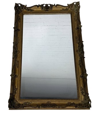 Lot 965 - AN ANTIQUE GILT WOOD WALL MIRROR