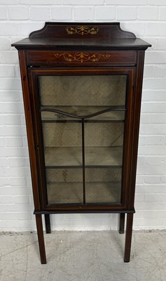 Lot 1002 - AN EDWARDIAN DISPLAY CABINET WITH GLASS DOOR