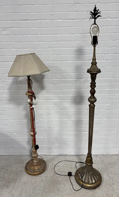 Lot 872A - TWO PAINTED WOODEN STANDARD LAMPS