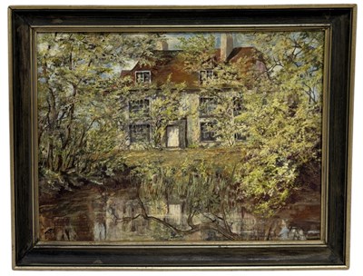 Lot 596 - AN OIL PAINTING ON BOARD DEPICTING CHARLESTON HOUSE, SUSSEX, HOME OF THE BLOOMSBURY GROUP, DUNCAN GRANT AND VANESSA BELL