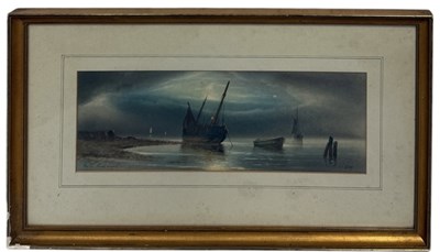 Lot 595 - A WATERCOLOUR PAINTING ON PAPER DEPICTING A SHIPPING SCENE TITLED 'ON THE SOUTH COAST'