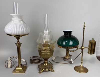 Lot 932 - A GROUP OF THREE ANTIQUE OIL LAMPS