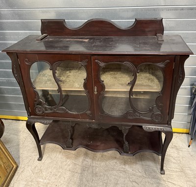 Lot 935 - A LIBERTY STYLE EARLY 20TH CENTURY CABINET WITH GLASS DOORS