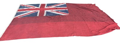 Lot 946 - A LARGE UNION JACK FLAG FROM A SHIP ALONG WITH VARIOUS OTHER FLAGS