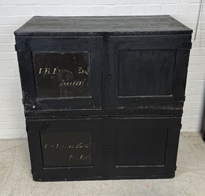 Lot 906 - A PAIR OF CAMPAIGN MILITARY BLACK PAINTED TRUNKS LABELLED 'NATAL'