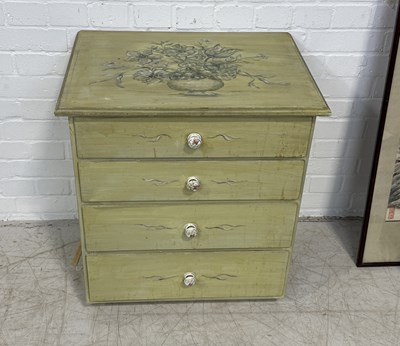 Lot 1000 - A GREEN PAINTED BEDSIDE CABINET