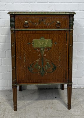 Lot 897 - A REGENCY-STYLE CABINET PAINTED IN NEO-CLASSICAL STYLE WITH URNS AND SWAGS OF LAUREL