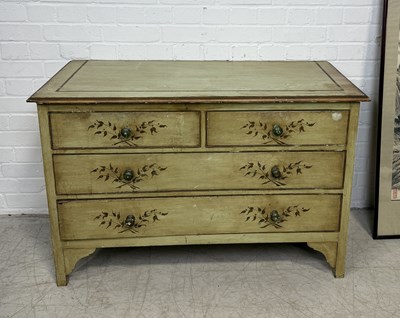 Lot 948 - A GREEN PAINTED CHEST OF DRAWERS