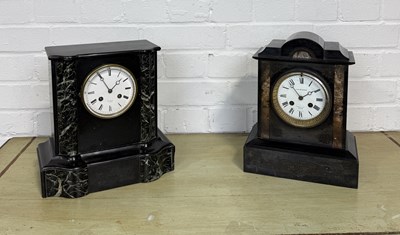 Lot 930 - TWO ANTIQUE MARBLE MANTEL CLOCKS