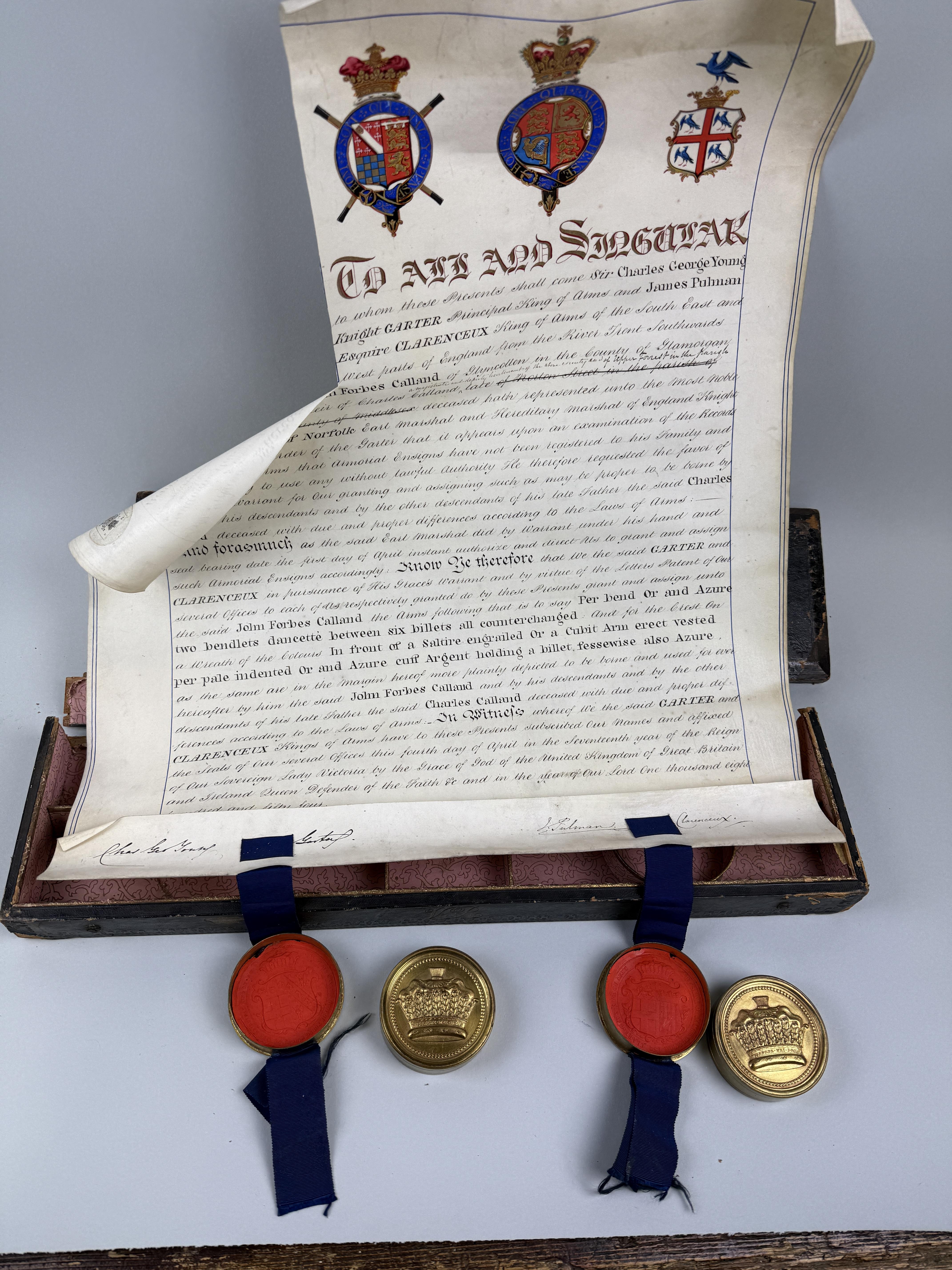 Kingly Decree Example Lot 332 - A VICTORIAN ROYAL DECREE WITH SEALS, IN CASE