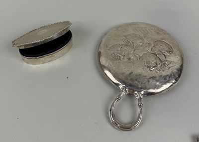 Lot 137 - A SILVER MIRROR ALONG WITH A SILVER BOX