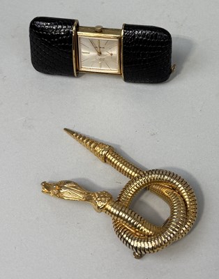 Lot 188 - A MAPPIN MOVADO WATCH ALONG WITH A COSTUME ARTICULATED SNAKE BROOCH