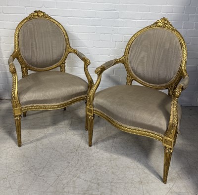 Lot 857A - A PAIR OF 19TH CENTURY FRENCH GILT WOOD FAUTEUILS