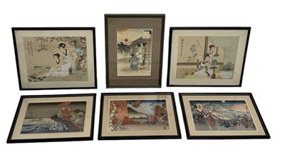 Lot 752 - JAPANESE WOODBLOCK PRINTS AND CHINESE PICTURES, INCLUDING ONE BY TOSHIKATA (1866 - 1908)