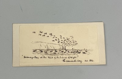 Lot 433 - HENRY DE LA BECHE (1796 - 1855): GEOLOGICAL/LANDSCAPE SKETCH TITLES 'SWANAGE BAY AT THE BACK OF THE ISLE OF WIGHT. THE ADMIRAL'S SONG. OCT 1854.'