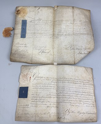 Lot 496 - TWO ROYAL DECREES ON VELLUM, FROM GEORGE II AND GEORGE III