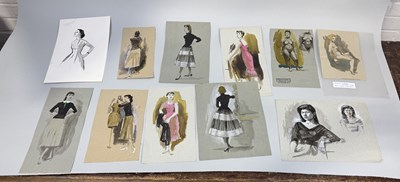 Lot 512 - MICHAEL LEONARD (BRITISH 1933-2023): A GROUP OF ELEVEN ART SCHOOL LIFE DRAWINGS WITH WATERCOLOUR, INCLUDING ONE SIGNED CIRCA 1955