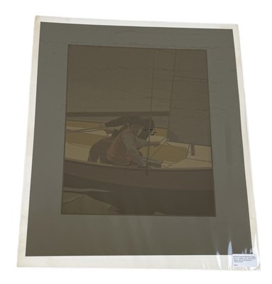 Lot 519 - MICHAEL LEONARD (BRITISH 1933-2023): A SIGNED ARTISTS PROOF SCREENPRINT 'BOY IN DINGY'