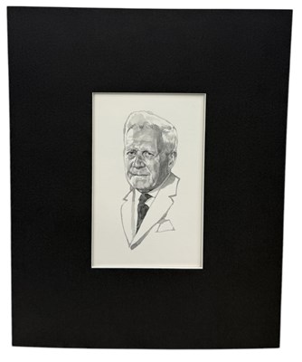 Lot 526 - MICHAEL LEONARD (BRITISH 1933-2023): A PAINTING DEPICTING BARNES WALLIS (1887-1989)