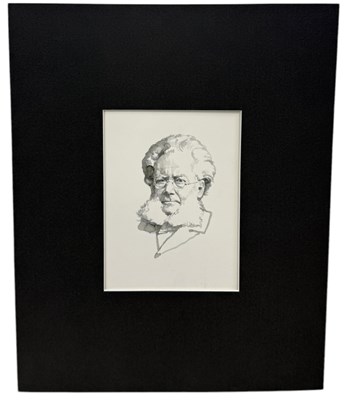 Lot 532 - MICHAEL LEONARD (1933-2023): A PAINTING DEPICTING HENRIK IBSEN (1828-1906)