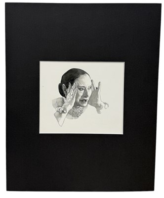 Lot 540 - MICHAEL LEONARD (1933-2023): A PAINTING DEPICTING HELENA RUBINSTEIN (1872-1965)