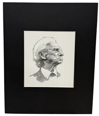 Lot 543 - MICHAEL LEONARD (1933-2023): A PAINTING DEPICTING BERTRAND RUSSELL (1872-1970)