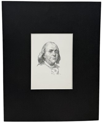 Lot 544 - MICHAEL LEONARD (1933-2023): A PAINTING DEPICTING BENJAMIN FRANKLIN (1706-1790)