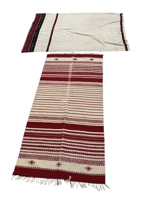 Lot 996 - A WOOL RUG AND A TURKOMAN THROW