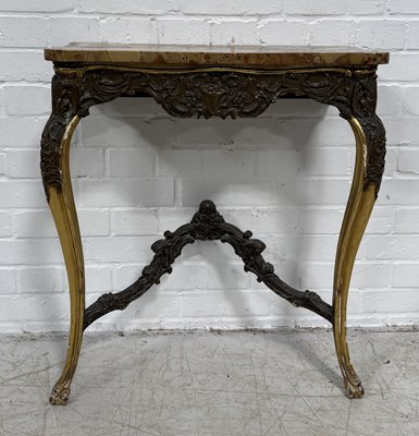 Lot 868 - A REGENCY GILT WOOD CONSOLE TABLE WITH BRECIA MARBLE TOP