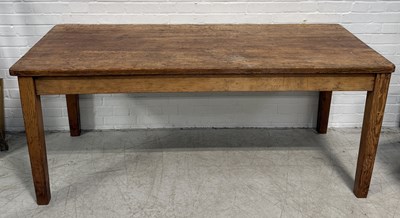 Lot 869 - A PINE TABLE ORIGINALLY USED AS THE BOOKING IN DESK AT WIMBLEDON POLICE STATION