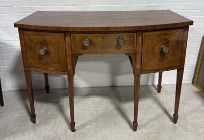 Lot 908 - A GEORGIAN MAHOGANY SIDEBOARD WITH LINE INLAY